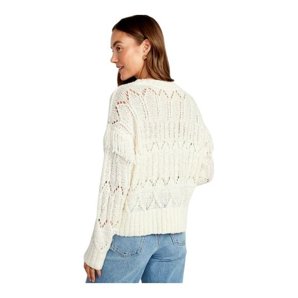 Old Navy‎ Textured Fringe Cropped Pullover Sweater Long Sleeve - Picture 3 of 12